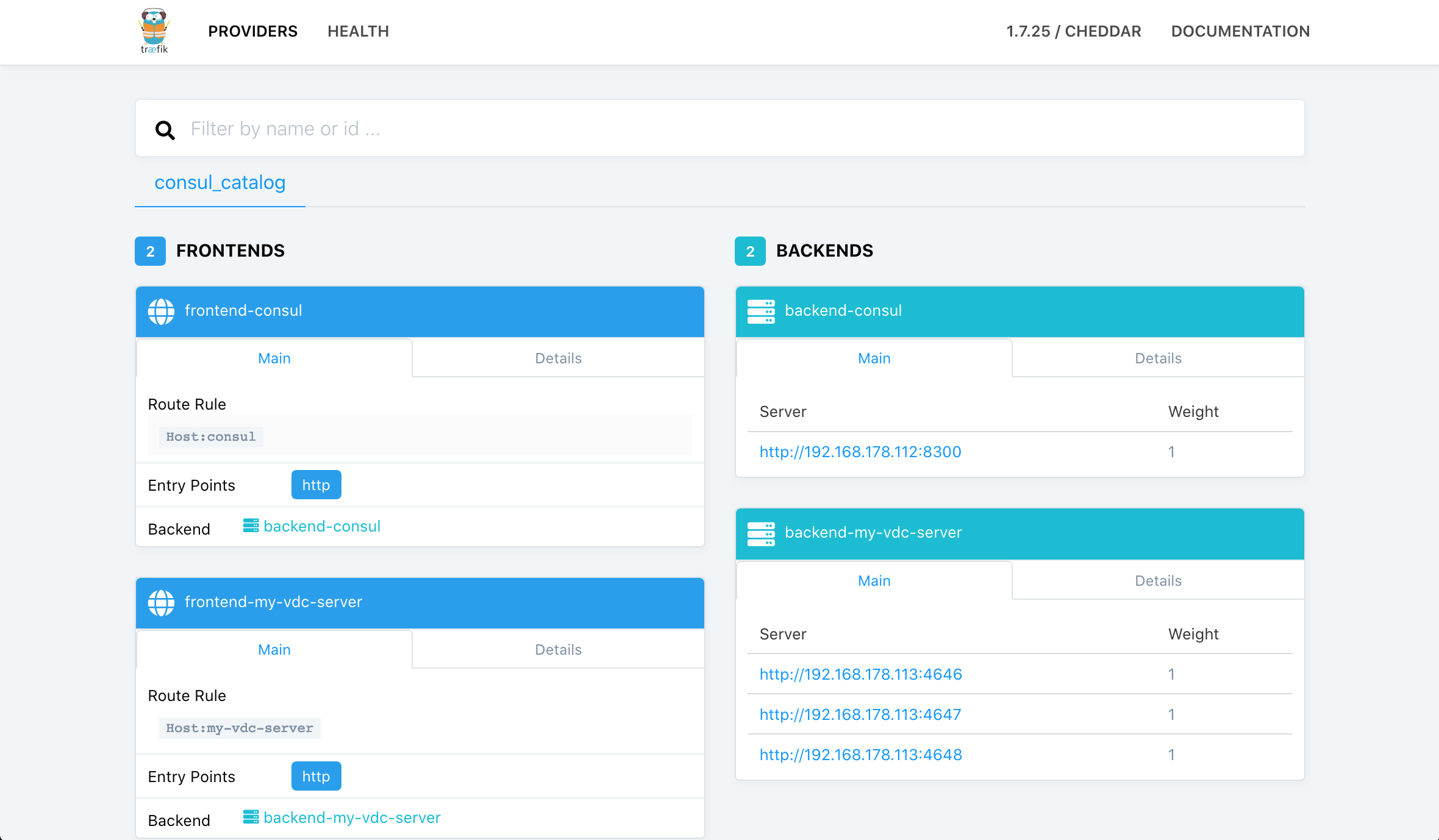 Traefik dashboard